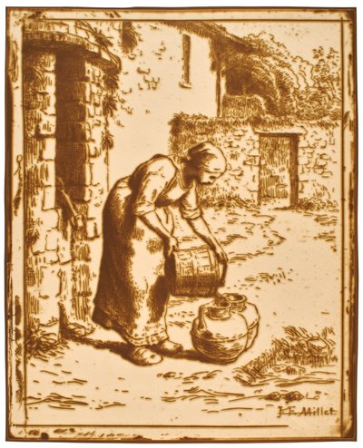 Kvinde, der tømmer en spand af Jean-Francois Millet