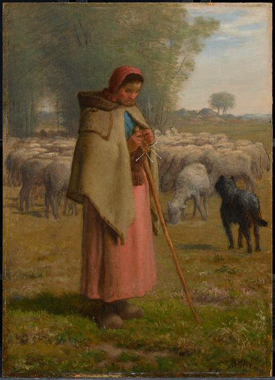 Ung pige, der vogter sine får af Jean-Francois Millet