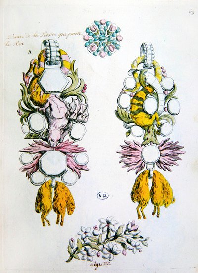 Design til en broche, en aigrette og til ridderordenen Det Gyldne Skind (Toison d