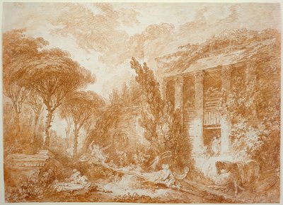 Parklandskab ved Marburg Slot af Jean-Honore Fragonard