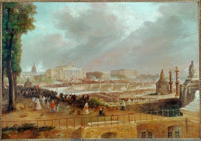 Proklamation af den anden franske republik på Place de la Concorde ... (maleri på lærred) af Jean Jacques Champin