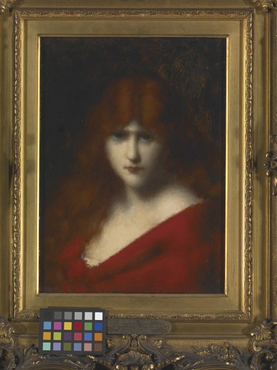 Kvindehoved (olie på træ) af Jean-Jacques Henner