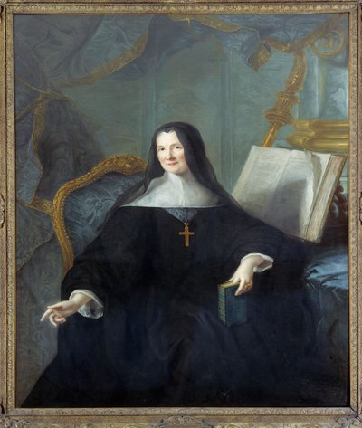 Portræt af Anne Geyssans de Clermont-Chatte (Clermont Chatte), Abbedisse af Chelles (d. 1789) Maleri af Jean Marc (Jean-Marc) Nattier (1685-1766) Søn 1,46x1,14 m - Portræt af Anne Geyssans de Clermont -Chatte (Clermont Chatte), Abbedisse i Chelles (døde i  af Jean Marc Nattier