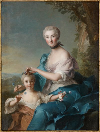 Portræt af madame Crozat de Thiers og hendes datter af Jean-Marc Nattier