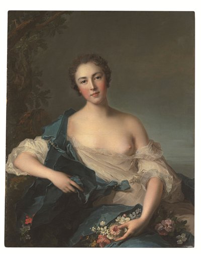 Portræt af en kvinde som Flora af Jean Marc Nattier