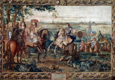Fortsat fra Histoire du Roi: "" Capture of Lille af Ludvig XIV, august 1667 efter Saint Andres pap. Maleri lavet af Jean Mozins værksted (1600-tallet) på Gobelins fabrikken. Svag. 3,7x5,5 m. Versailles, slotsmuseum af Jean (workshop) Mozin