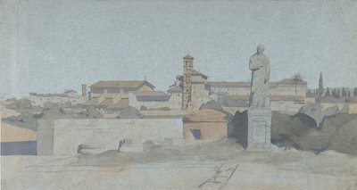 SS. Giovanni e Paolo, set fra Villa Mattei, Rom,. af Jean Achille Benouville