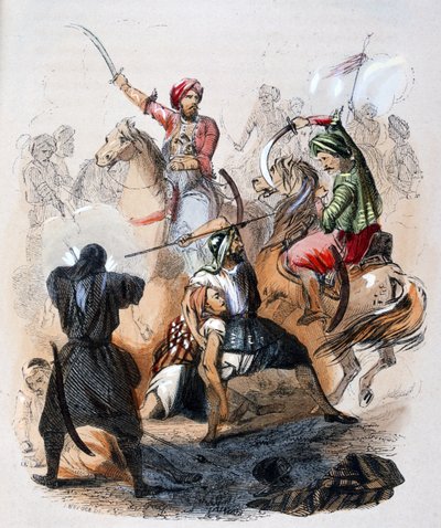 Ibrahim Pasha (1789-1848) på slagmarken under felttoget mod wahhabitterne af Jean Adolphe Beauce