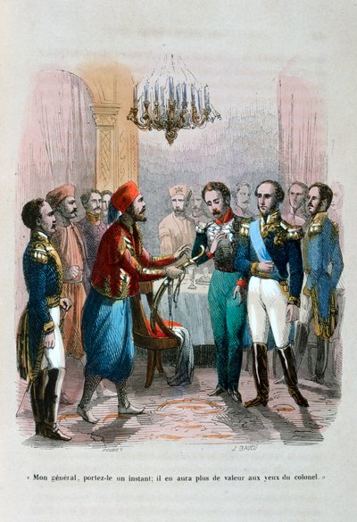 Møde mellem Ibrahim Pacha og oberst Faudoa, Egypten, 1828 1847 af Jean Adolphe Beauce
