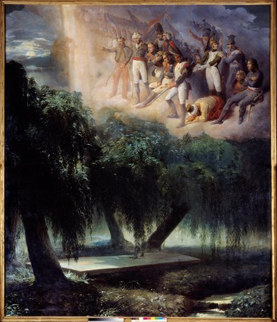 Sankt Helenes grav: allegori til begravelsen af Napoleon. Maleri af Jean Alaux kaldet romeren (1786-1864) af Jean Alaux