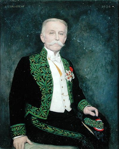 Portræt af Rene Bazin (1853-1932) 1924 (olie på lærred) af Jean Alexandre Coraboeuf