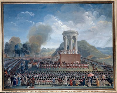 Forbundets fest i Besancon 14/07/1790 Maleri af Jean Alexis Cornu (1755-1807) Besancon. Musee Des Beaux Arts - Federationens festival i Besancon den 14. juli 1790. Maleri af Jean Alexis Cornu (1755-1807). Beaux-Arts Museum, Besancon, Frankrig af Jean Alexis Cornu