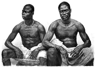 To mænd fra Assinie, Guinea, c1860-1920. af Jean Andre Rixens