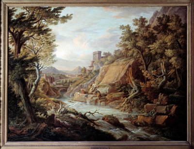Landscape and river. Painting by Jean Antoine Constantindani af Jean Antoine Constantin
