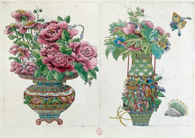 Tegning fra en kinesisk vase: urtepotte. Maleri af Jean Antoine Fraisse (1700-tallet) af Jean Antoine Fraisse