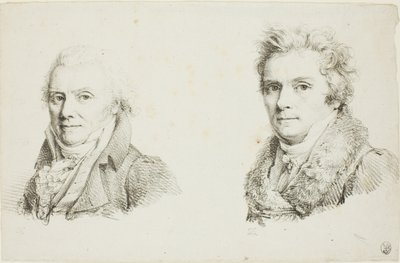 Selvportræt i mørk stoffrakke og selvportræt i pelskravefrakke af Jean Antoine Laurent