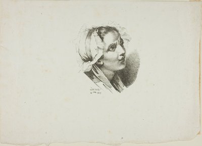 Studie af en ung piges hoved af Jean Antoine Laurent