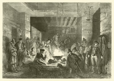 Posada, en kro i Sierra Nevada, Spanien (gravering) af Jean Antoine Valentin Foulquier