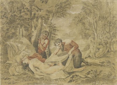 To satyrer udspionerer en sovende nymfe af Jean Antoine Watteau (rejected attribution)