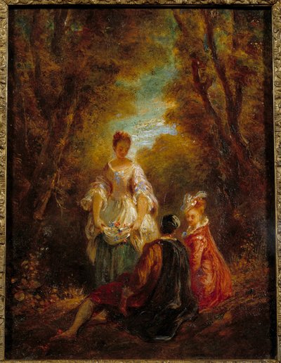 Karakterer i en park Maleri af Jean Antoine Watteau (1684-1721) 1700-tallet af Jean Antoine Watteau