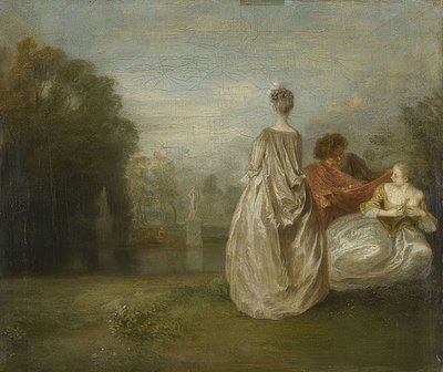 De to fætre (Les Deux Cousines). Omkring 1716 af Jean Antoine Watteau