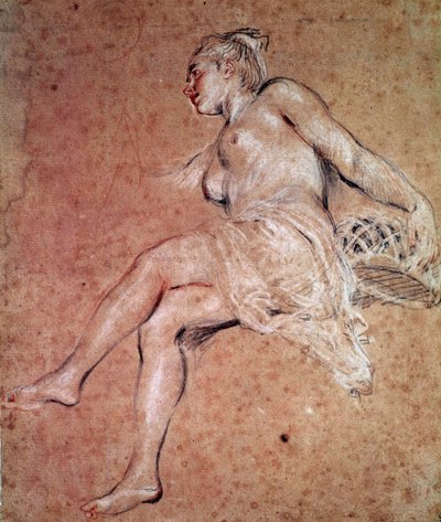 Flora Allegori om sommeren. Blod og sort blyant af Jean Antoine Watteau af Jean Antoine Watteau