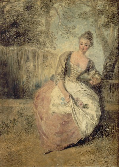 Den bekymrede mantis, 1716-1720 af Jean Antoine Watteau