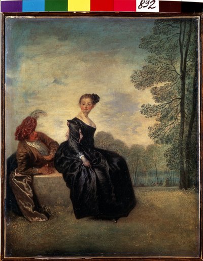 The boudeuse (En lunefuld kvinde). Maleri af Jean Antoine Watteau (1684-1721). Olie på lærred, 42 x 34 cm af Jean Antoine Watteau