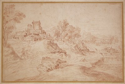 Landskab med et slot, 1716-18 af Jean Antoine Watteau