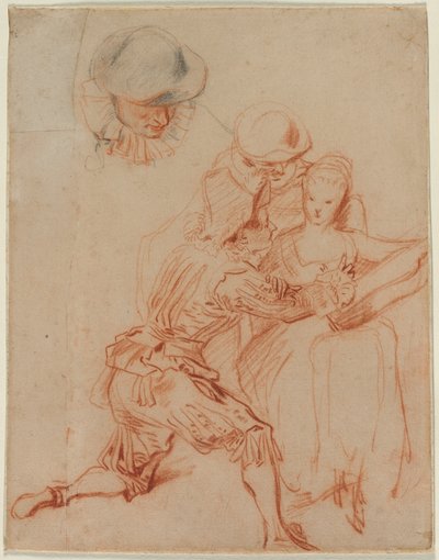 Studie for The Romancer Le Conteur, ca. 1716. af Jean Antoine Watteau