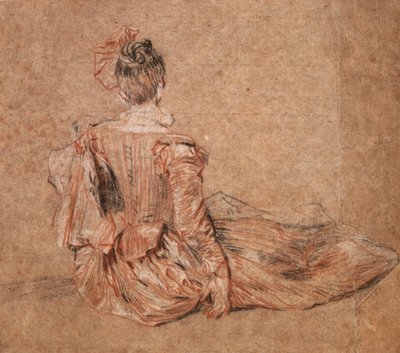 Studie af en kvinde set bagfra af Jean-Antoine Watteau, 1716-1718. af Jean Antoine Watteau