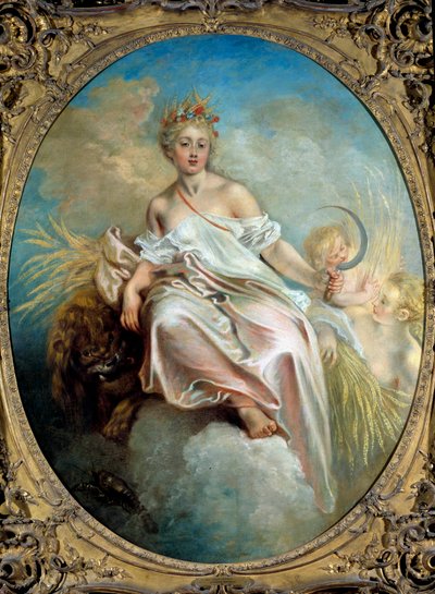 Summer Allegory of the Seasons, en ung kvinde med en segl i hånden. Maleri af Jean Antoine Watteau (1684-1721) Washington fra det 18. århundrede. National Gallery of Art af Jean Antoine Watteau