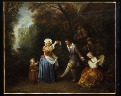 Country Dance (olie på lærred) af Jean Antoine Watteau