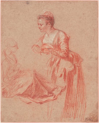 To figurstudier af en ung kvinde, ca. 1716 af Jean Antoine Watteau