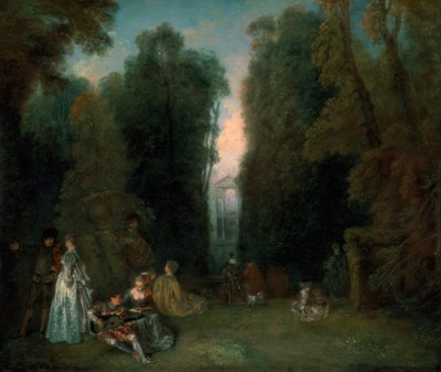 Udsigt gennem træerne i parken Pierre Crozat, 1715 af Jean Antoine Watteau