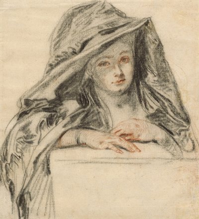 Kvinde i sort, ca. 1719 af Jean Antoine Watteau