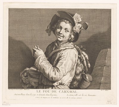 Dreng med en junk pot Le Fou de Carnival (titel på objekt) af Jean Aubert