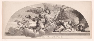 Allegorisk fremstilling med jalousi og uenighed La Jalousie et la Discorde (titel på objekt) af Jean Audran