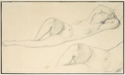 En tilbagelænet nøgen kvinde, af Jean Auguste Dominique Ingres