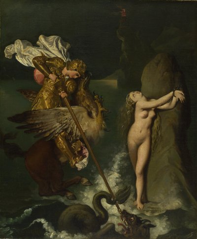Angelica reddet af Ruggiero, 1819-1839 af Jean Auguste Dominique Ingres