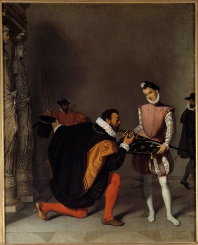Don Pedro de Toledo, ambassadør for Philip II kysser Henri IV (1553-1610) ved Louvre-maleriet af Jean-Auguste-Dominique Ingres (1780-1867) 1800-tallet søn. 0,45x0,36 m Pau, musee du chateau af Jean Auguste Dominique Ingres