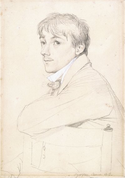 Jean-Louis Provost, siddende og hvilende sin venstre arm på ryggen af en stol, 1813 af Jean Auguste Dominique Ingres
