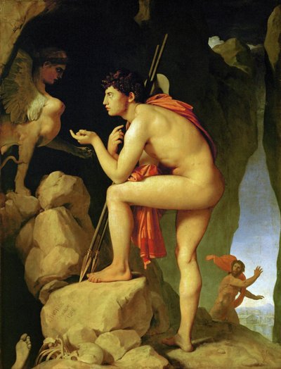 Ødipus løser sfinksens gåder ... af Jean Auguste Dominique Ingres
