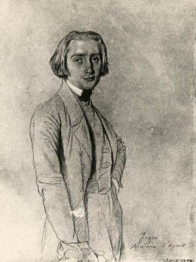 Portræt af Franz Liszt (tegning) af Jean Auguste Dominique Ingres