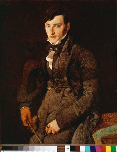 Portrait of Jean Pierre Francois Gilibert. Unfinished painting depicting a childhood friend of the painter to whom he wrote many letters. Painting by Jean Auguste Dominique Ingresdani af Jean Auguste Dominique Ingres
