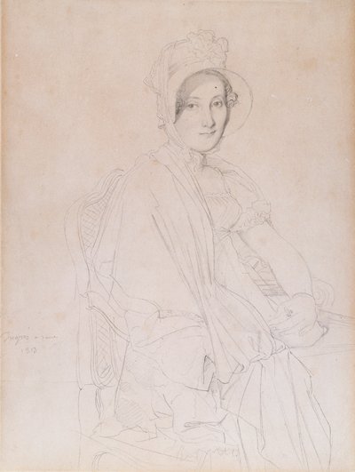 Portræt af Marie Marcoz, senere Vicomtesse de Senonnes de Senonnes, 1813 (grafitblyant på vævet papir) af Jean Auguste Dominique Ingres
