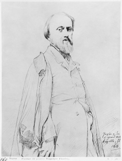Portræt af maleren Hippolyte Flandrin, 1844 (grafit på papir) af Jean Auguste Dominique Ingres