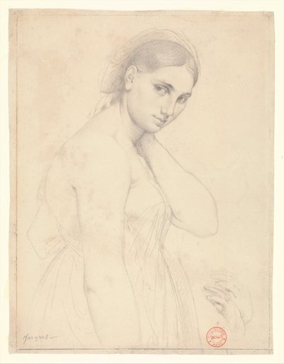 Studie til "Rafael og Fornarina" (?) af Jean Auguste Dominique Ingres