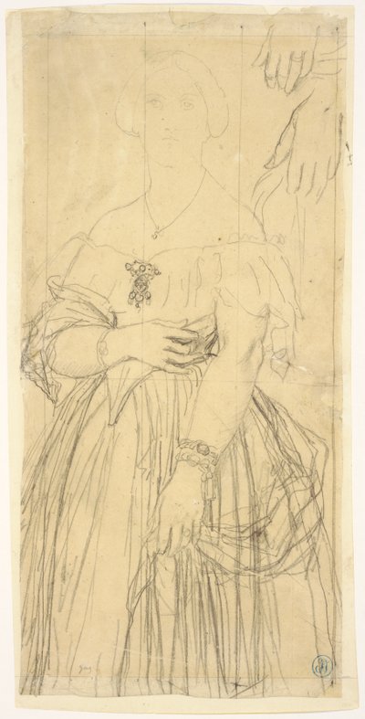 Studie til Madame Moitessiers kjole og hænder af Jean Auguste Dominique Ingres
