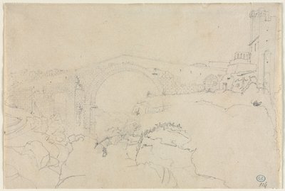 Ponte dellAbbadia ved Vulci, første halvdel af 1800-tallet. af Jean Auguste Dominique Ingres